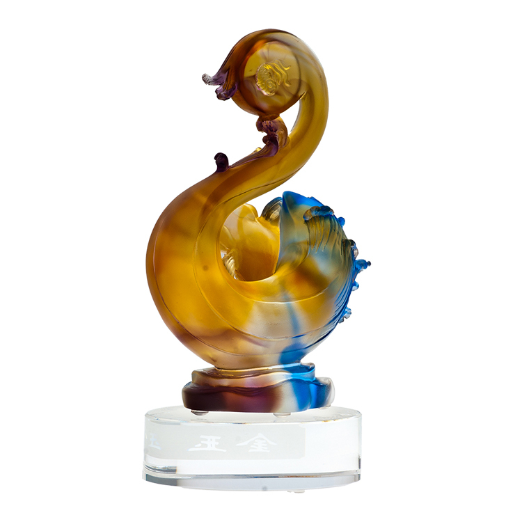 鹿港窯禮品館│居家開運琉璃擺飾-金玉雙至 好運連綿