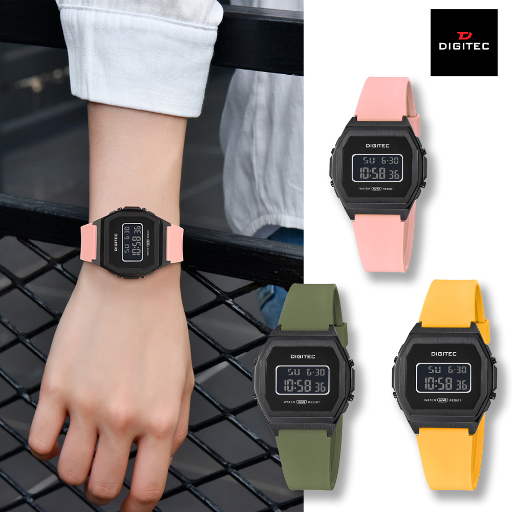 【DIGITEC 數碼科技 】 DGS-7125T 休閒運動繽紛多色黑框電子錶