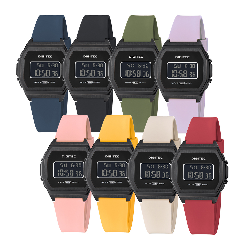【DIGITEC 數碼科技 】 DGS-7125T 休閒運動繽紛多色黑框電子錶