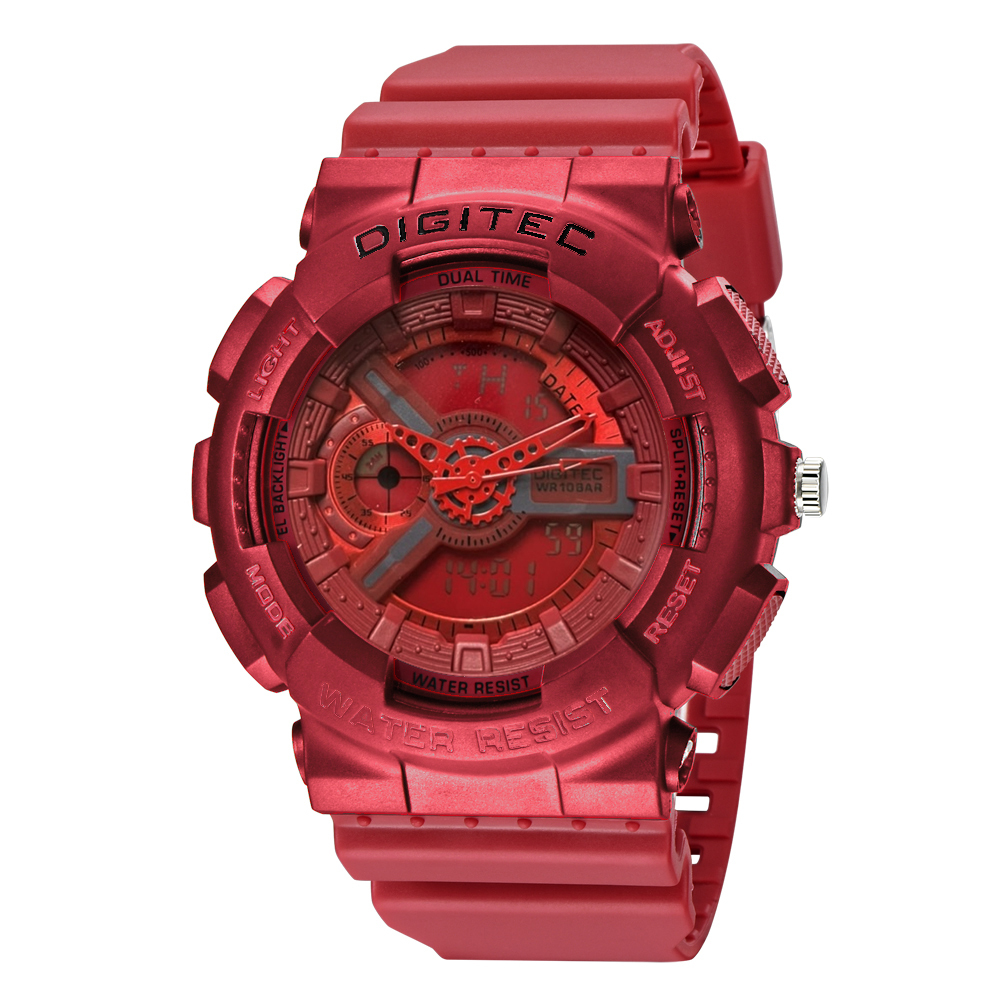 【DIGITEC 數碼科技 】 DA-2020T 酷帥經典運動雙顯電子錶-RED 紅色