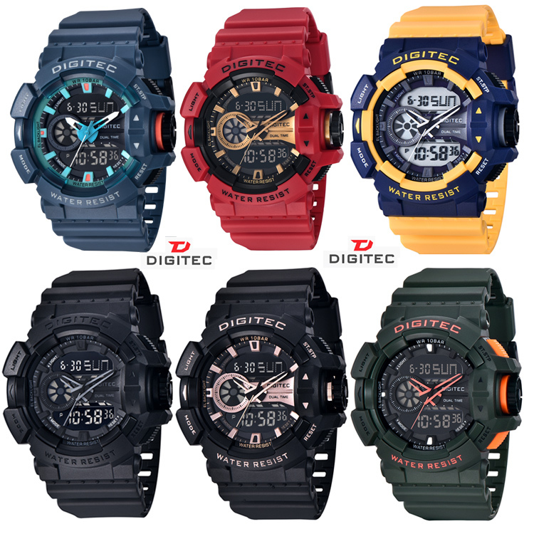 【DIGITEC 數碼科技】DA-2080T 帥氣經典多色 運動游泳休閒 防水夜光雙顯 多功能 電子錶 手錶