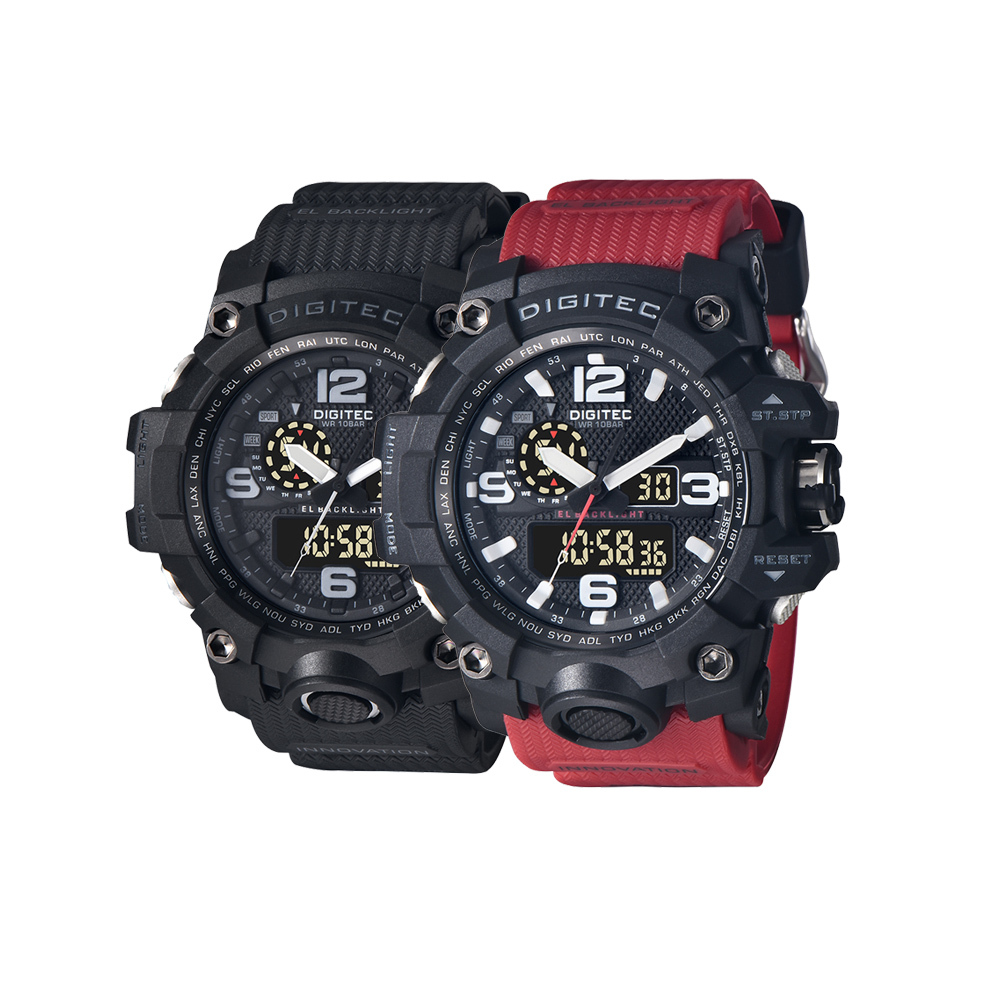 (預購)【DIGITEC 數碼科技】DA-2093T 粗曠男士風 休閒運動游泳 日期星期計時多功能雙顯 電子錶 手錶