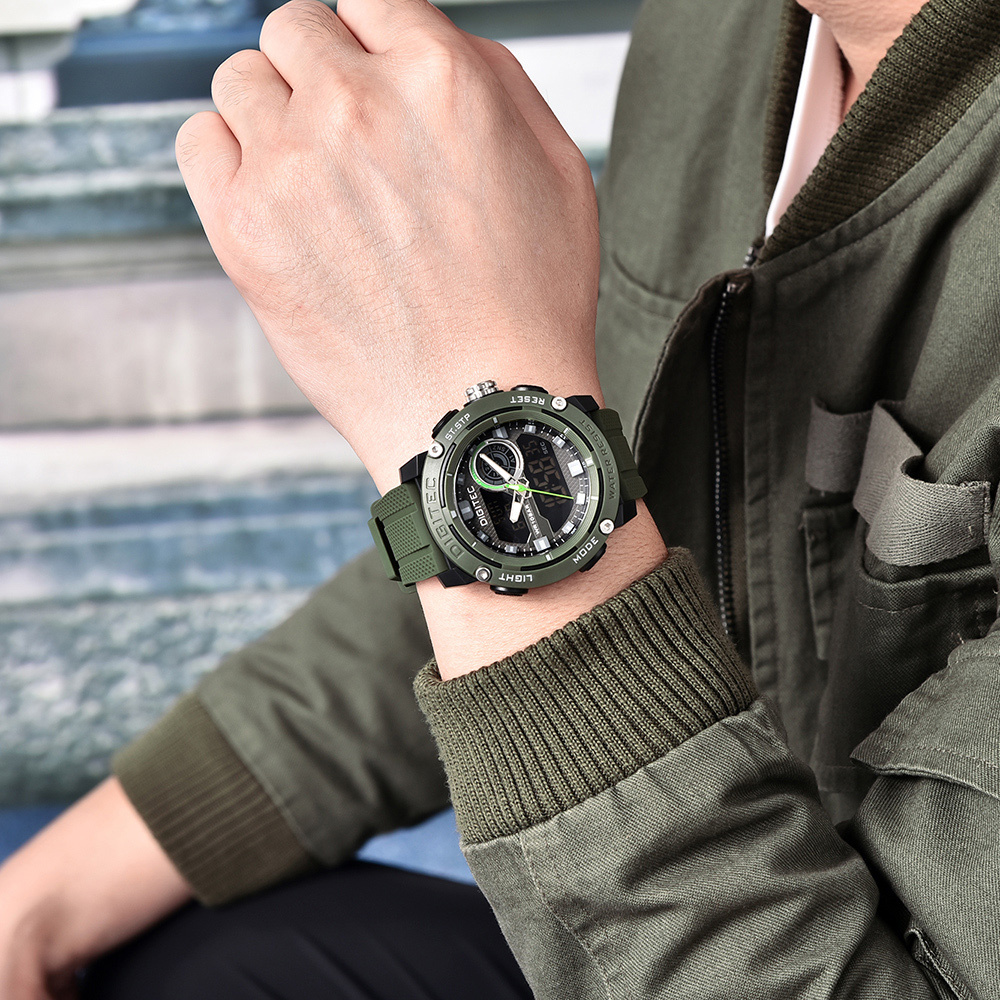 【DIGITEC 數碼科技】DA-2170T 數理男士多顏色休閒風 率直清楚 圓屏運動設計 雙顯電子錶 手錶