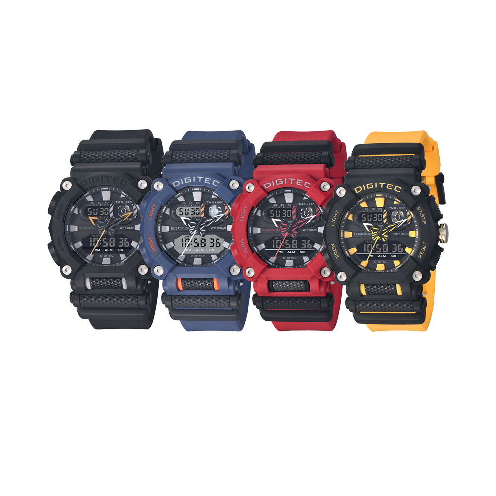【DIGITEC 數碼科技】DA-2178T 都市男士 休閒運動 多色彩多功能計時鬧鈴防水 雙顯電子錶 手錶