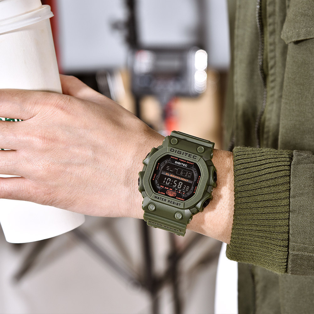 【DIGITEC 數碼科技】DG-5012T 男士商務 旅行運動 日常休閒 時尚搭配 多種色彩 方形矽膠 電子錶 手錶