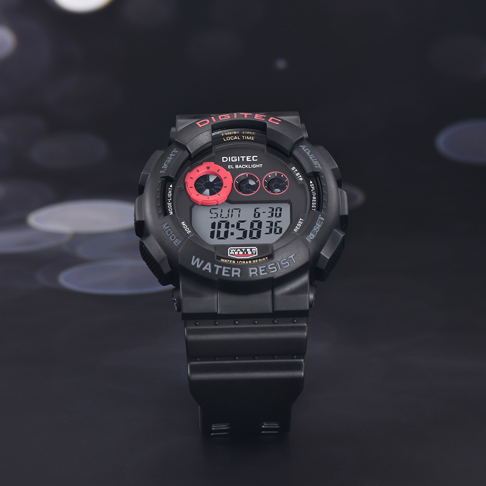 【DIGITEC 數碼科技】DG-5021T 男士商務 運動休閒 柔和暗色 圓滑輪狀便利功能 矽膠 電子錶 手錶