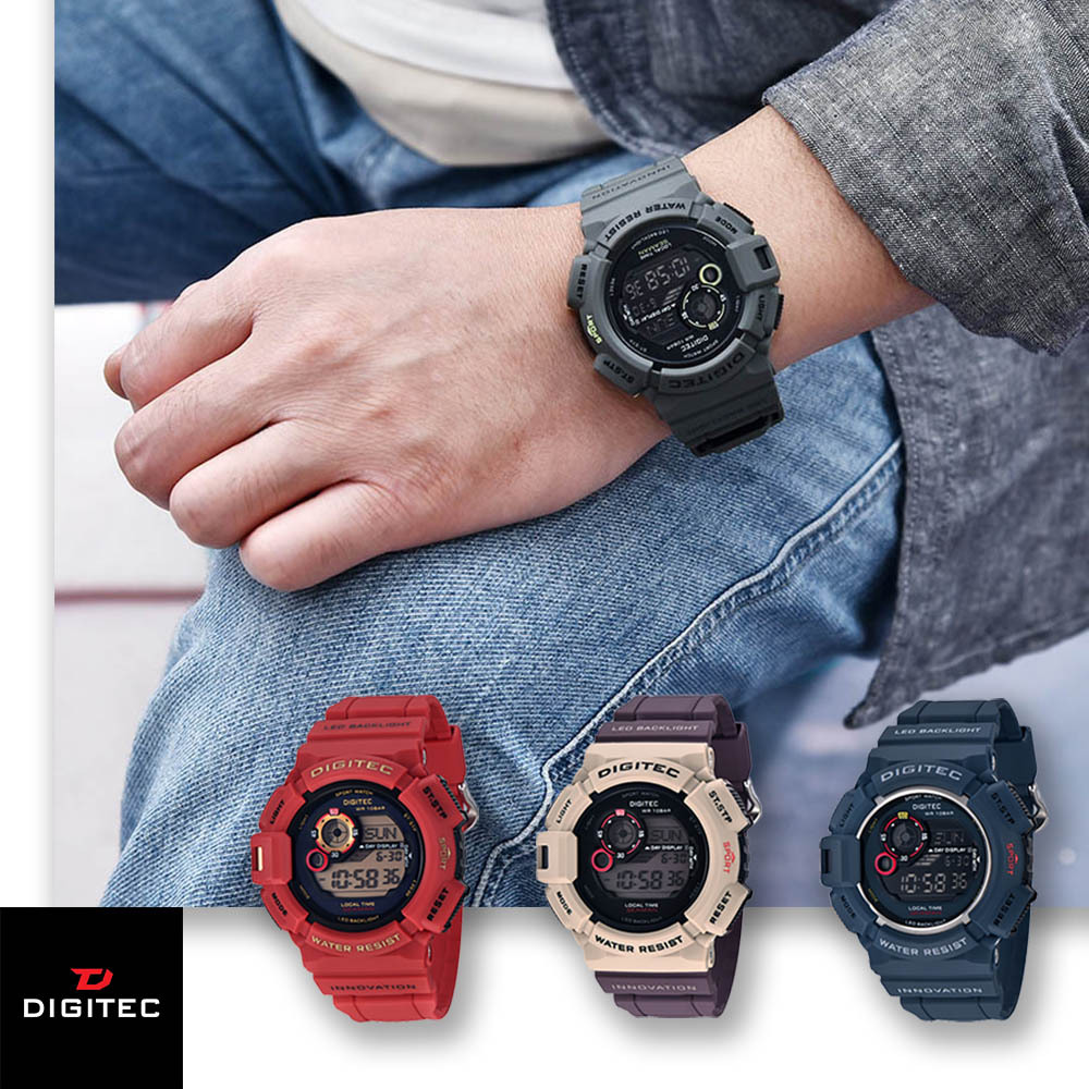 【DIGITEC 數碼科技】DG-5028T 工業風科技 男士時尚 商務旅行 運動休閒 圓形矽膠 電子錶 手錶
