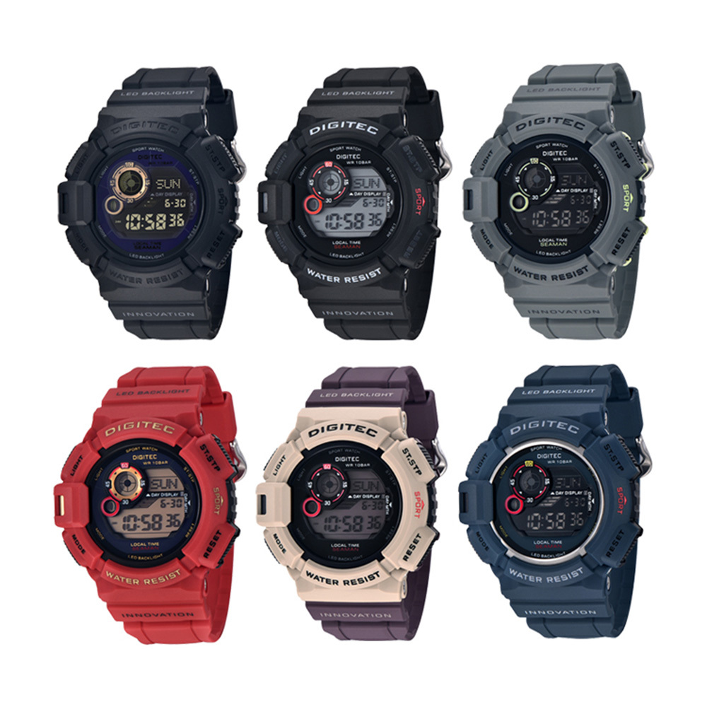 【DIGITEC 數碼科技】DG-5028T 工業風科技 男士時尚 商務旅行 運動休閒 圓形矽膠 電子錶 手錶