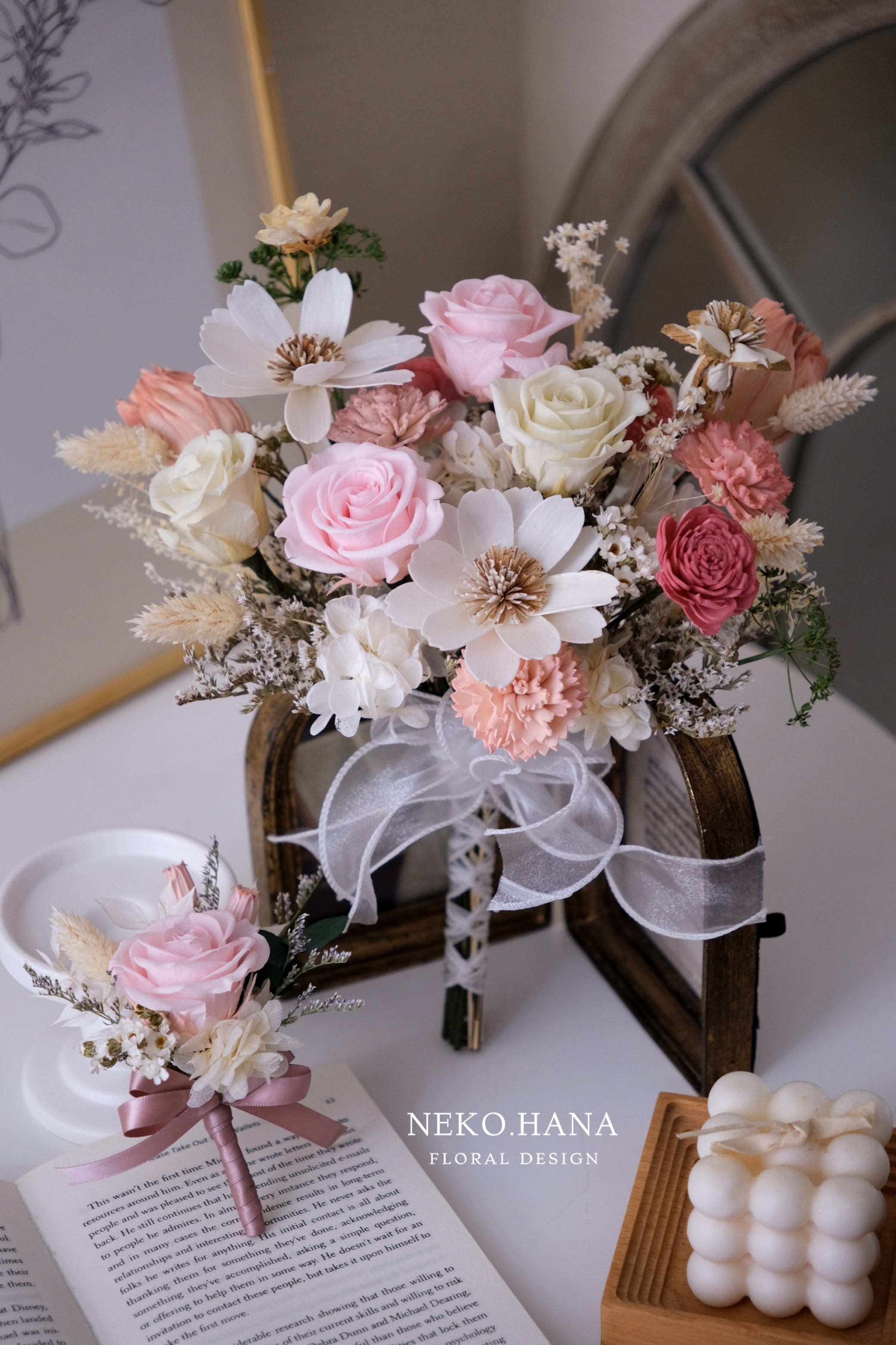 粉色系韓式捧花