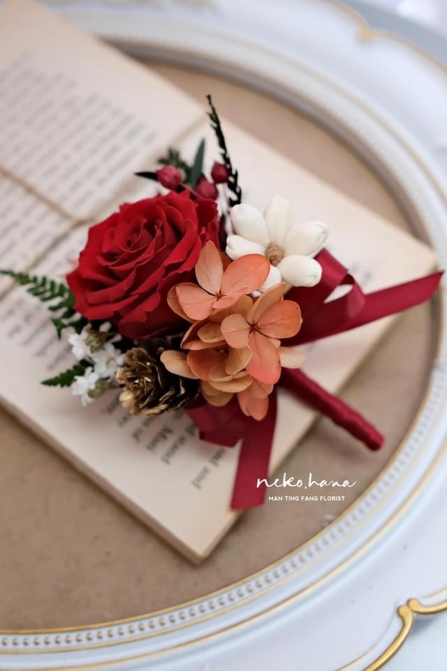 永生胸花（酒紅色）