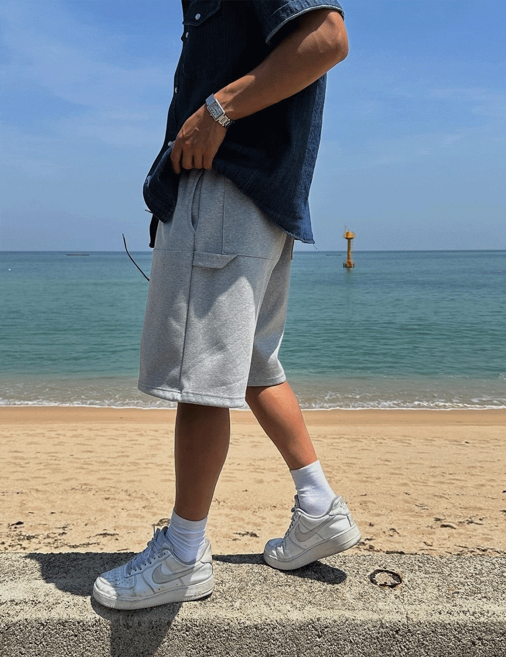 鉚釘運動寬大短褲