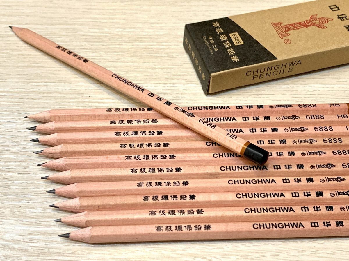 中華牌 - #6888原木杆HB鉛筆(12支裝)《香港行貨》