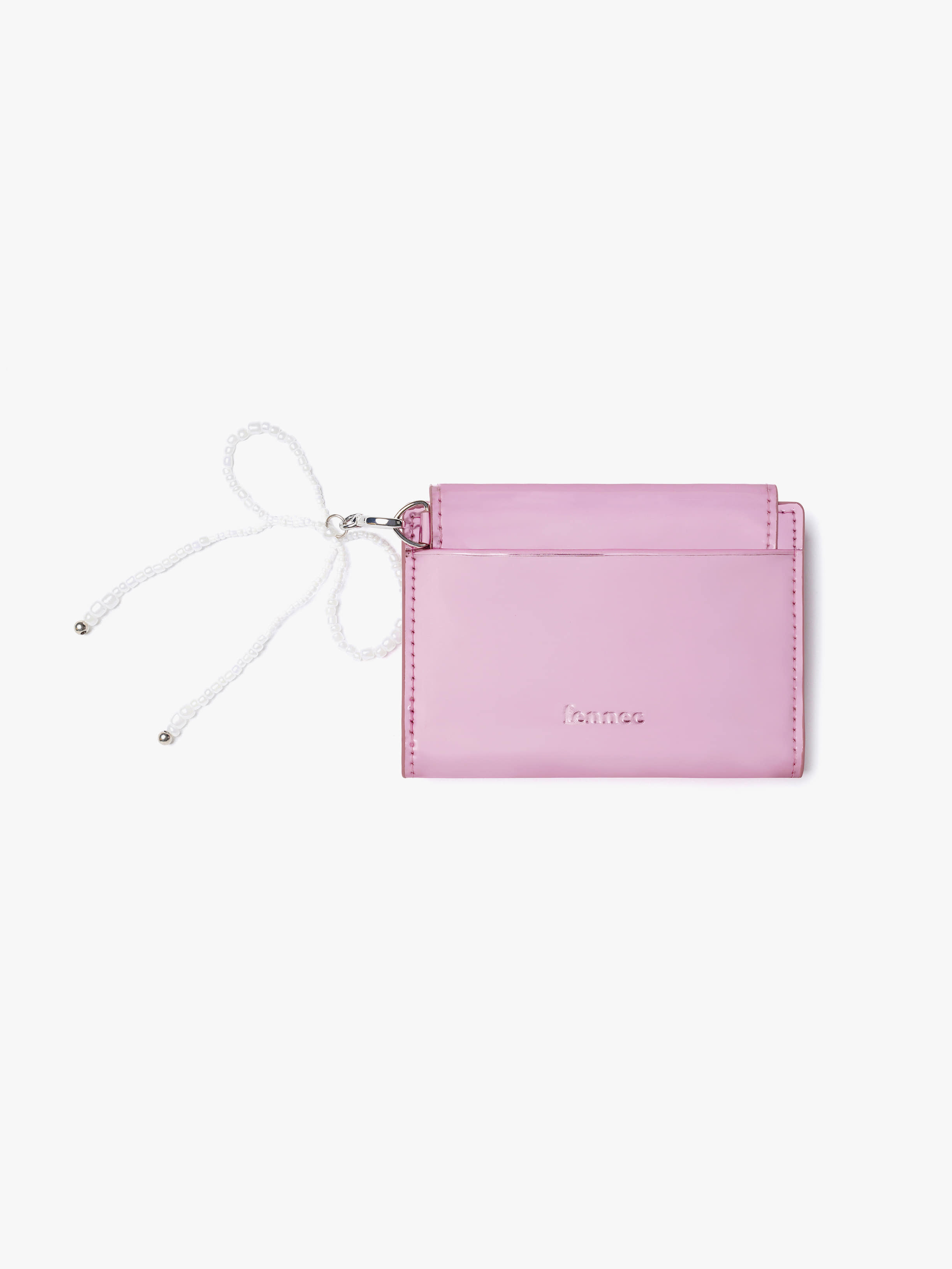 fennec - ribbon flap card case (mirror pink)