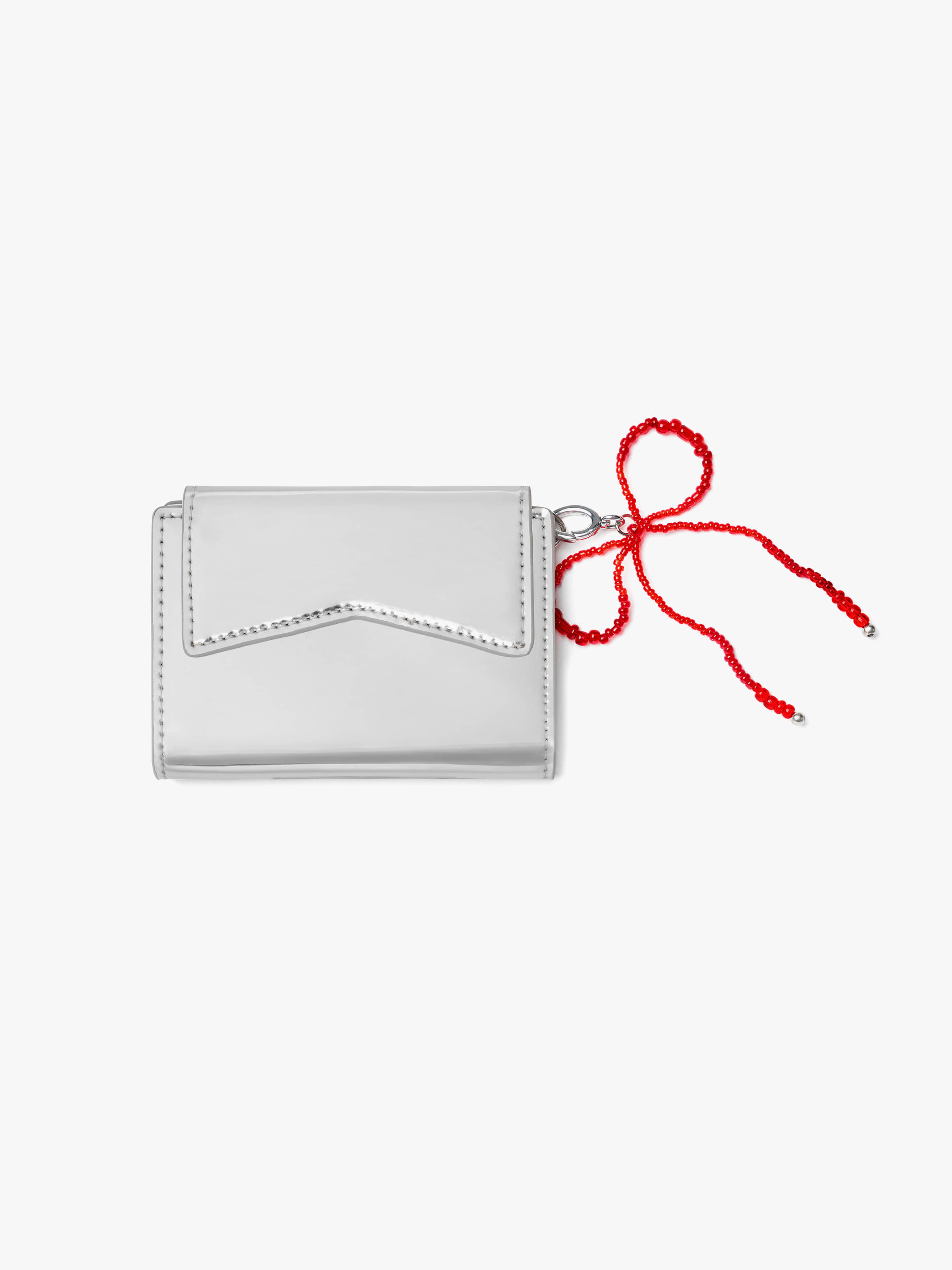fennec - ribbon flap card case (mirror silver)