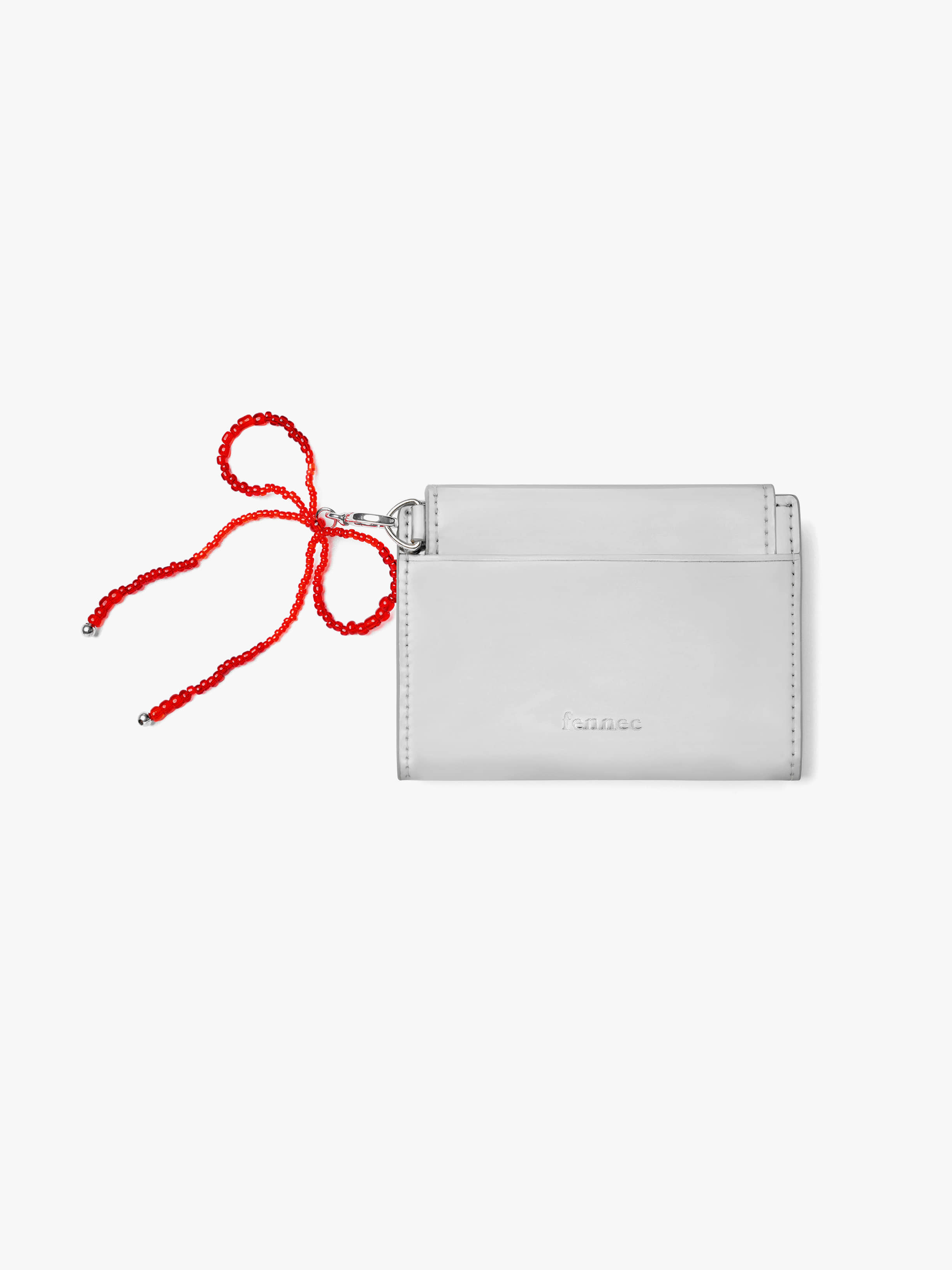 fennec - ribbon flap card case (mirror silver)