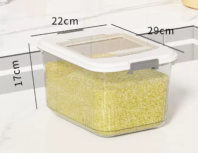 爆款家用廚房塑膠儲米箱(白色中號)(尺寸:29*22*17CM)