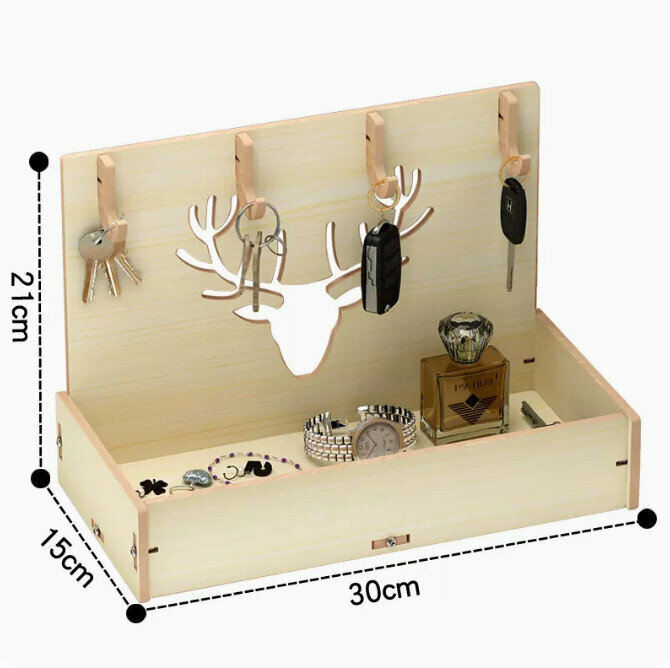 Popular desktop storage box (Nordic deer wood hook, white maple color)