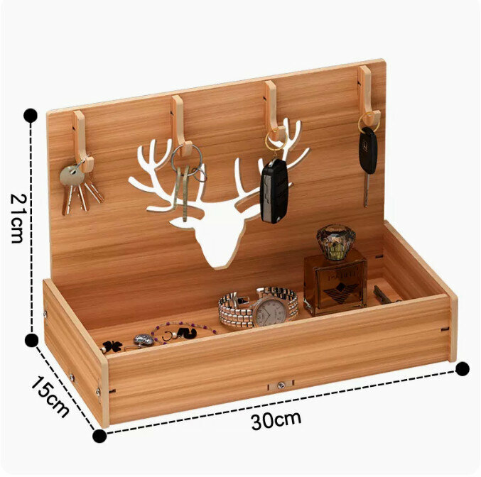 Popular desktop storage box (Nordic deer wood hook, walnut color)