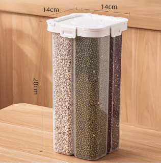 熱推五穀雜糧分格收納盒(白色四分格)(尺寸:2.9L-28*14*14CM)