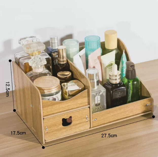 New cosmetic storage box makeup box makeup box (small walnut)
