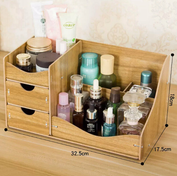 New cosmetic storage box makeup box makeup box (large walnut)