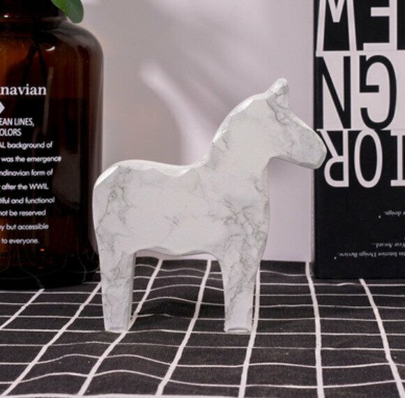 New decorative furnishings [small white marble wooden horse]
