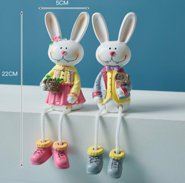 New decorative furnishings [pair of gray and yellow large rabbits]
