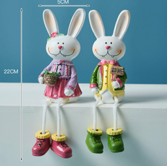 New decorative furnishings [pair of pink and green large rabbits]