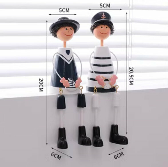 New decorative furnishings [pair of large blue stilts and navy sitting style]