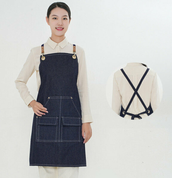 Hot recommended waterproof suspender work apron (D004 webbing denim blue)