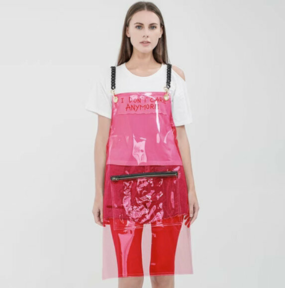 Hot recommended kitchen oil-proof and waterproof work apron (TPU red zipper style)