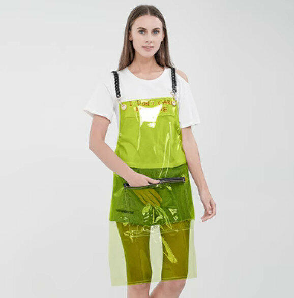 Hot recommended kitchen oil-proof and waterproof work apron (TPU green zipper style)