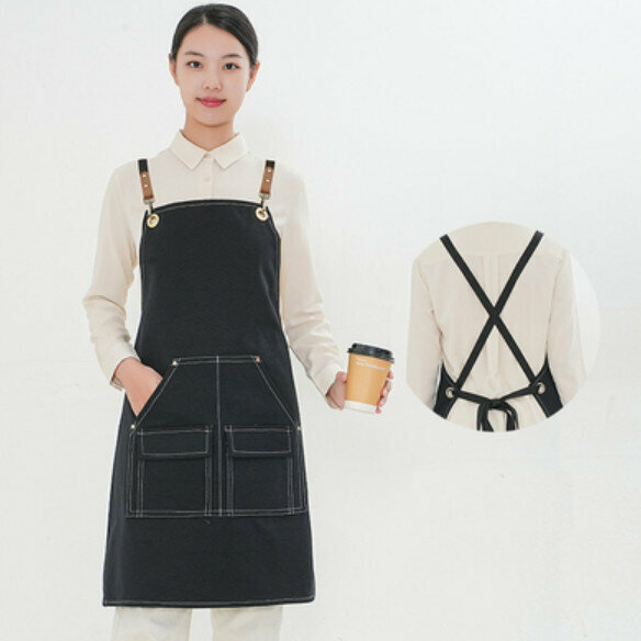 Hot recommended waterproof suspender work apron (D004 webbing waterproof canvas black)