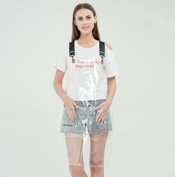 Hot recommendation wear-resistant no-wash work apron [TPU transparent color + black webbing (60cm long)]