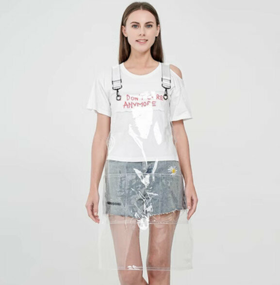 Hot recommendation wear-resistant no-wash work apron [TPU transparent color + white webbing (60cm long)]