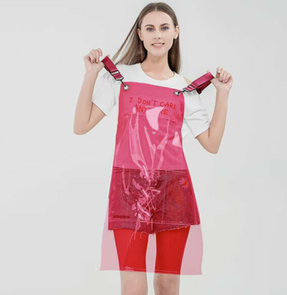 Hot push wear-resistant no-wash work apron [TPU red (80cm long)]