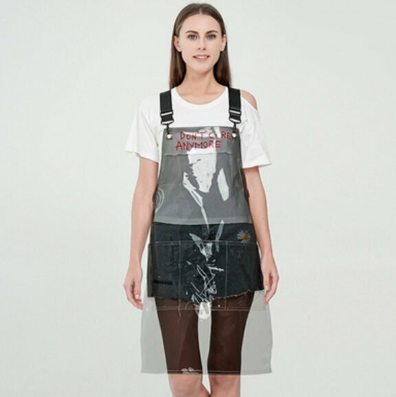 Hot push wear-resistant no-wash work apron [TPU black (80cm long)]