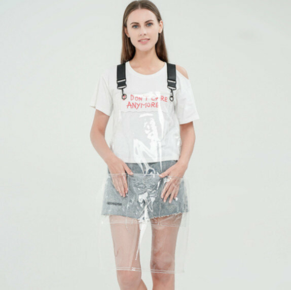 Hot recommendation wear-resistant no-wash work apron [TPU transparent color + black webbing (80cm long)]