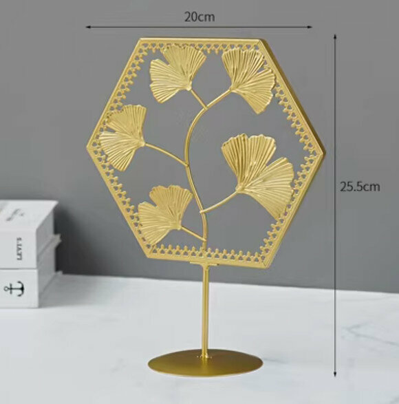 Popular decorative furnishings [Ginkgo leaf metal base 6-sided]