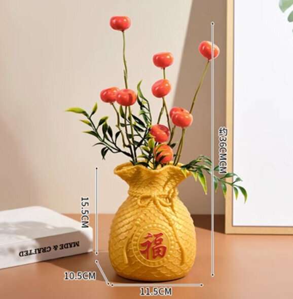 Popular decorative furnishings [money bag - plastic + 2 bunches of oranges]