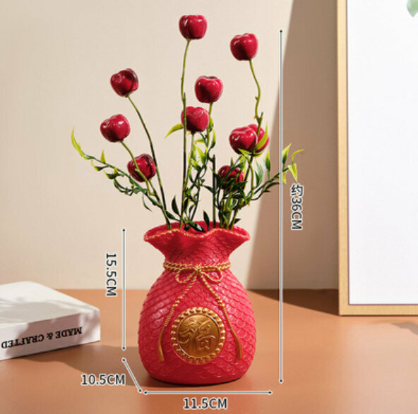 Popular decorative furnishings [red money bag - plastic + 2 bunches of apples]