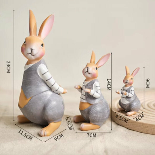 Popular decorative furnishings [Rabbit family of three gray]