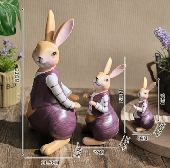 Popular decorative furnishings [Rabbit family of three in red]