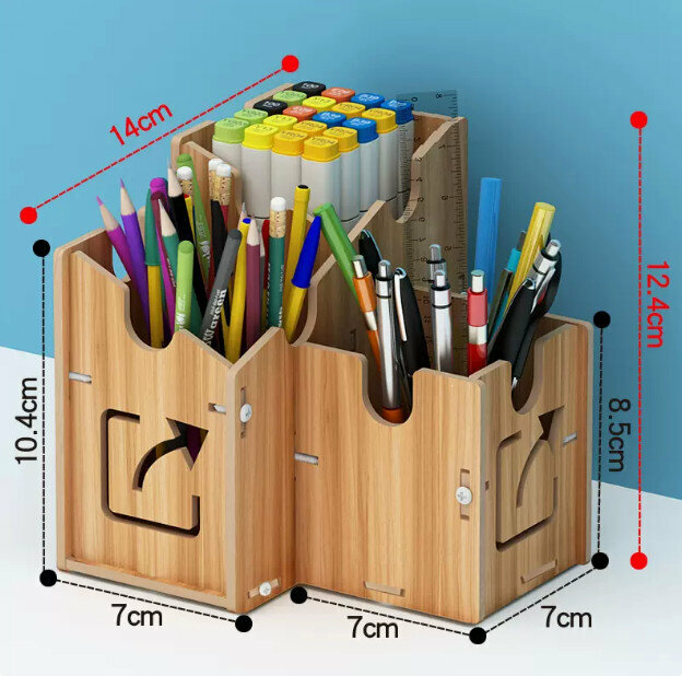Popular Desktop Office Supplies Storage Box (3 Compartments Model A Walnut Color)