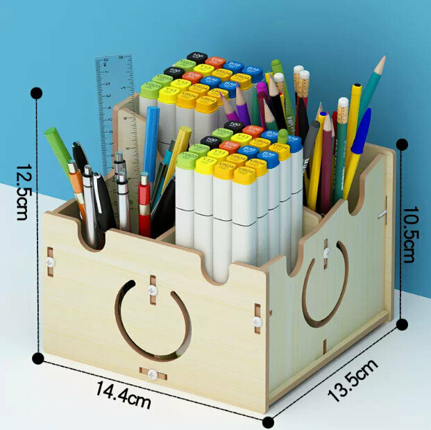 Popular desktop office supplies storage box (4 compartments white maple color)