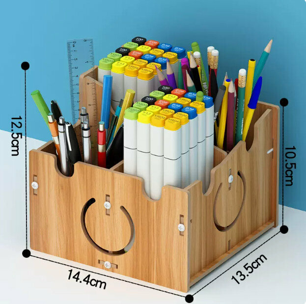 Popular desktop office supplies storage box (4 compartments walnut color)
