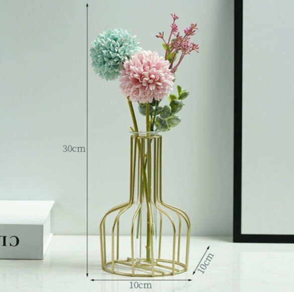 新款水培花瓶擺件【金色酒瓶+繡球+尤加利花仔果】