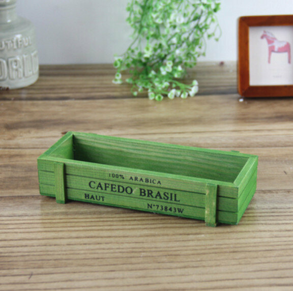 New wooden flowerpot [green rectangular wooden box]