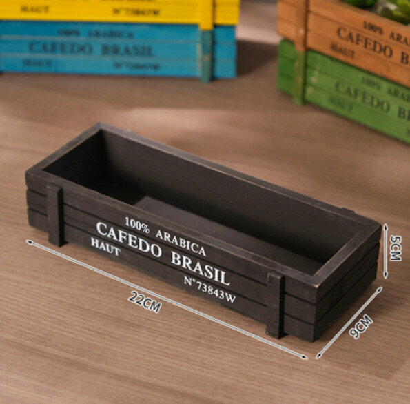 New wooden flowerpot [black rectangular wooden box]