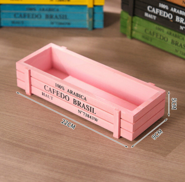 New wooden flowerpot [pink rectangular wooden box]